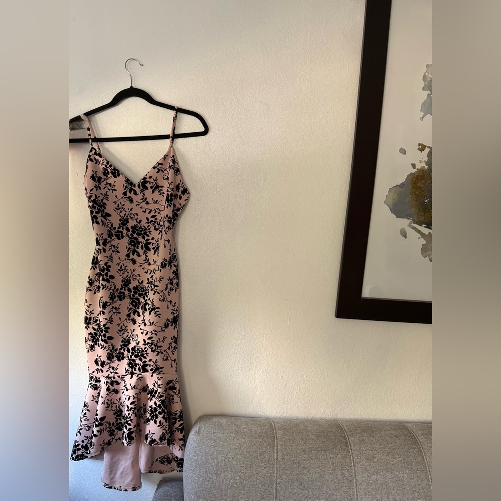 Windsor Blush and Black Floral Midi Dress